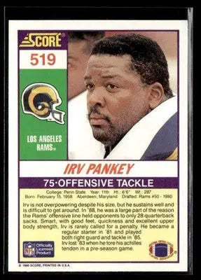 1990 Score Irv Pankey #519 RC Los Angeles Rams - Football Card Single
