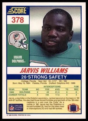 1990 Score Jarvis Williams 378 Miami Dolphins - Football Card Single