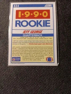1990 Score - Jeff George #634 (RC). Cleveland Browns. NRMT+ - Football Card Single