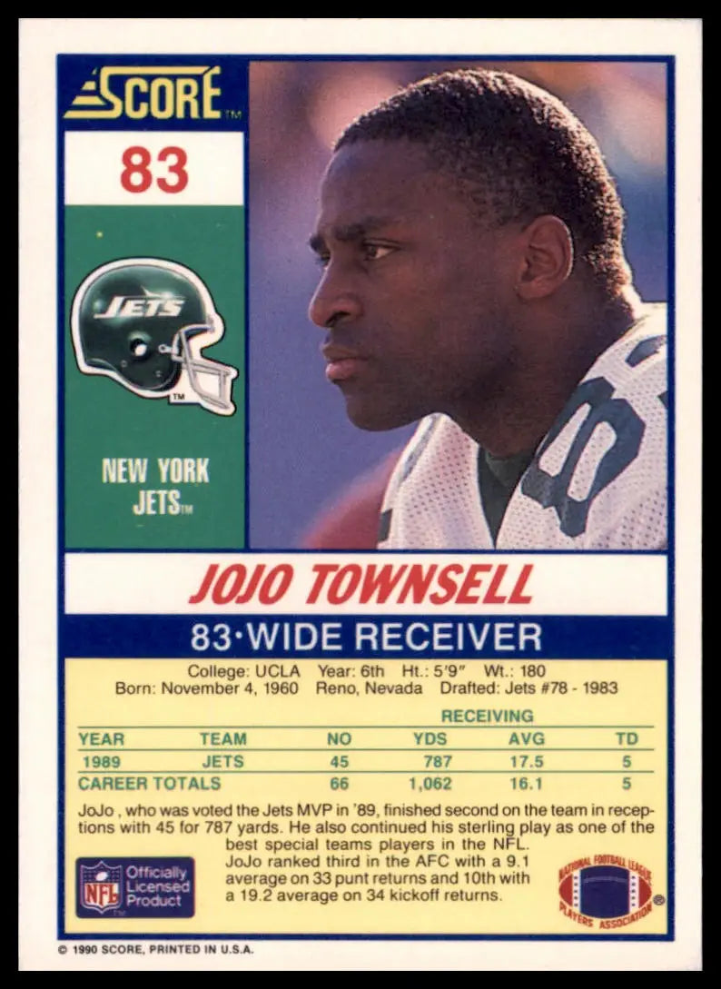 1990 Score JoJo Townsell 83 New York Jets NM - Football Card Single