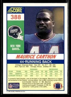 1990 Score Maurice Carthon #388 New York Giants - Football Card Single