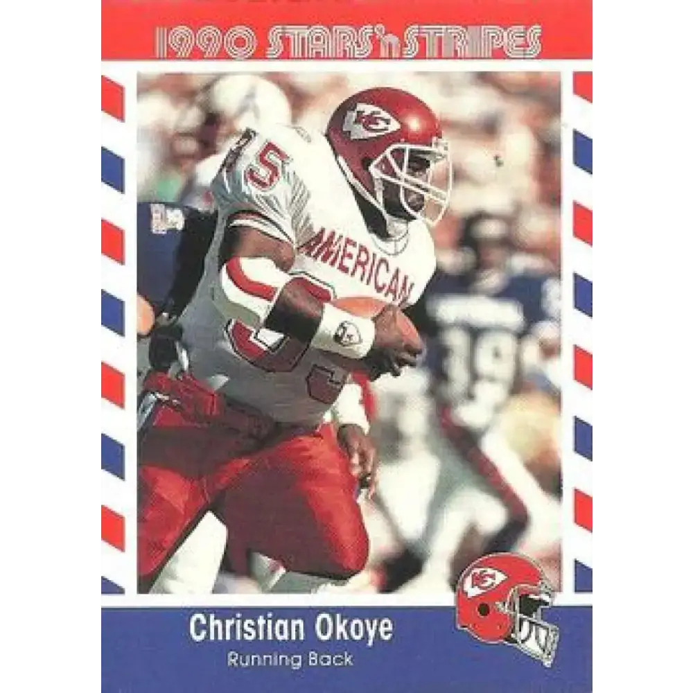 1990 Stars n Stripes Asher Candy #13 Christian Okoye EX Excellent Kansas City Chiefs Football Card - Football Card