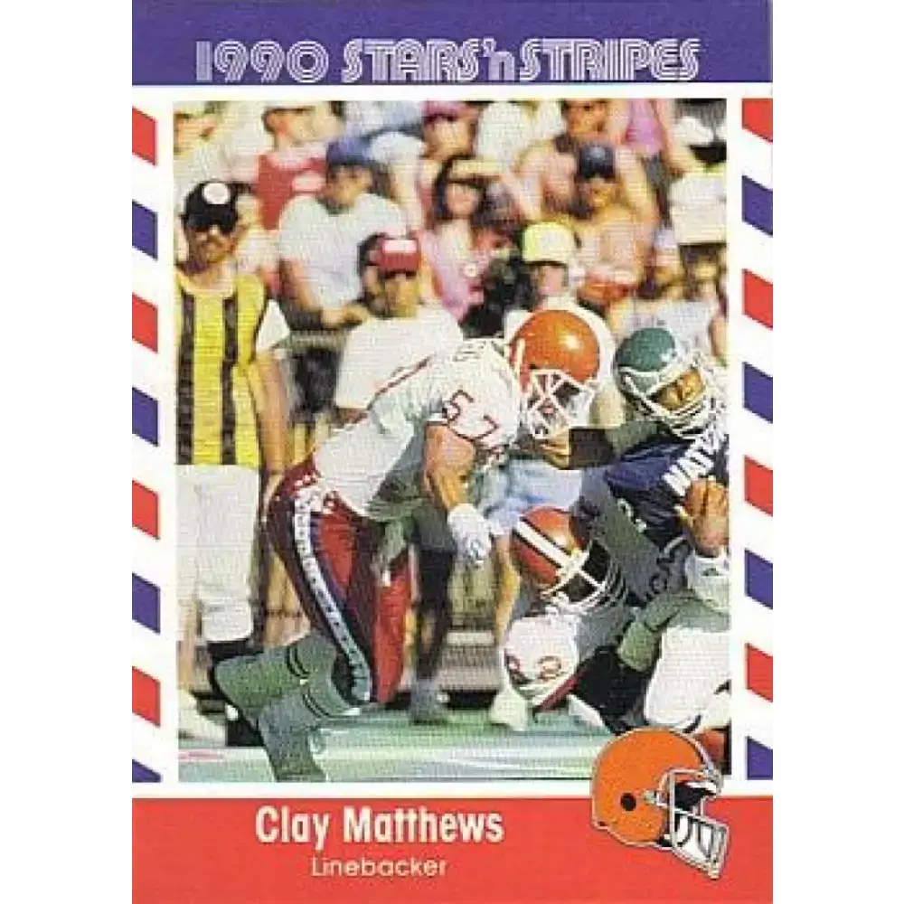 1990 Stars n Stripes Asher Candy #18 Clay Matthews EX Excellent Cleveland Browns Football Card - Football Card Single
