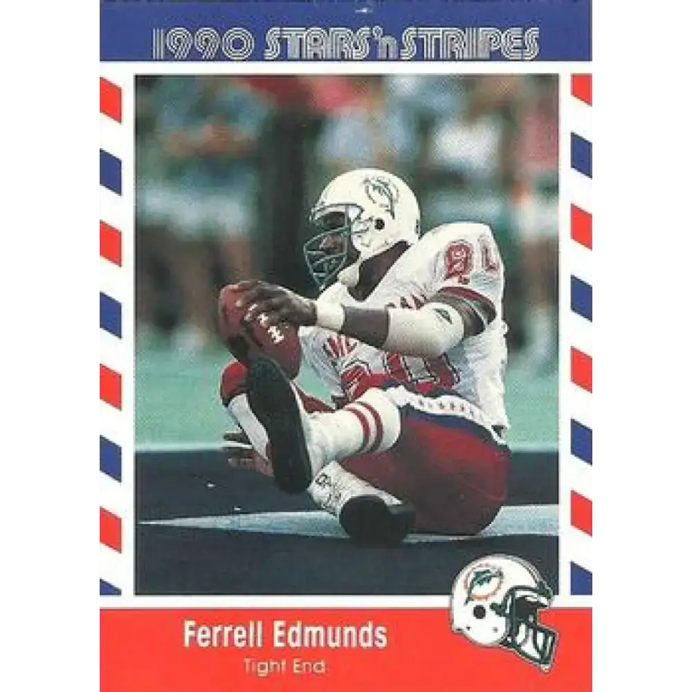 1990 Stars n Stripes Asher Candy #31 Ferrell Edmunds EX Excellent Miami Dolphins Football Card - Football Card Single