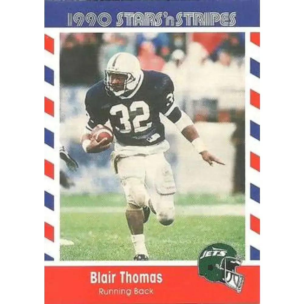 1990 Stars n Stripes Asher Candy #82 Blair Thomas EX Excellent RC Rookie New York Jets Football Card - Football Card