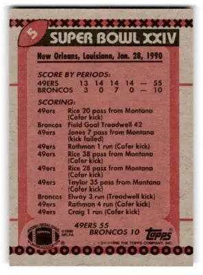 1990 Topps #5a Super Bowl XXIV - Football Card Single