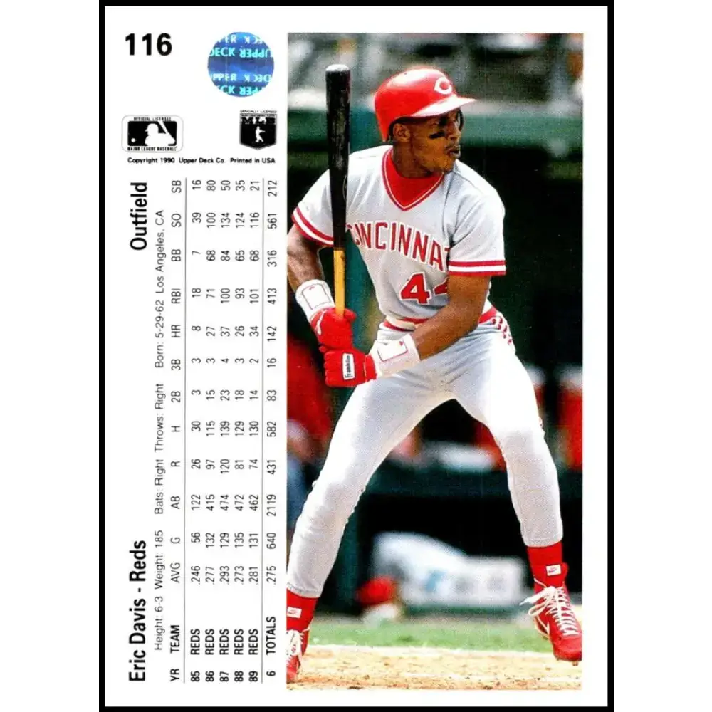 1990 Upper Deck #116 Eric Davis NM-MT Cincinnati Reds Baseball Card - Baseball Card Single