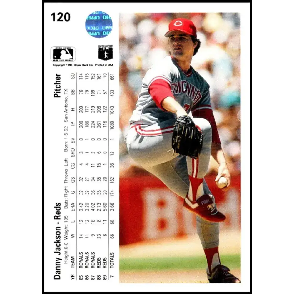 1990 Upper Deck #120 Danny Jackson NM-MT Cincinnati Reds Baseball Card - Baseball Card Single