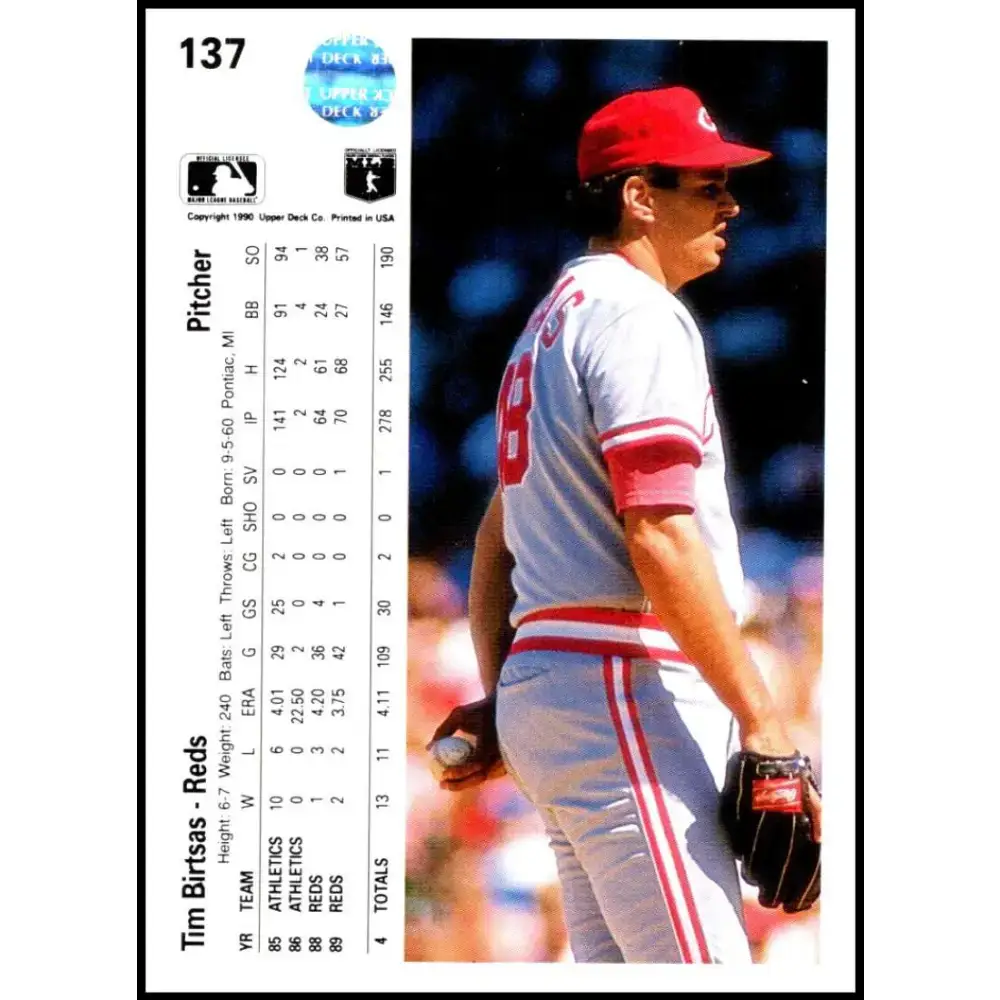 1990 Upper Deck #137 Tim Birtsas NM-MT Cincinnati Reds Baseball Card - Baseball Card Single