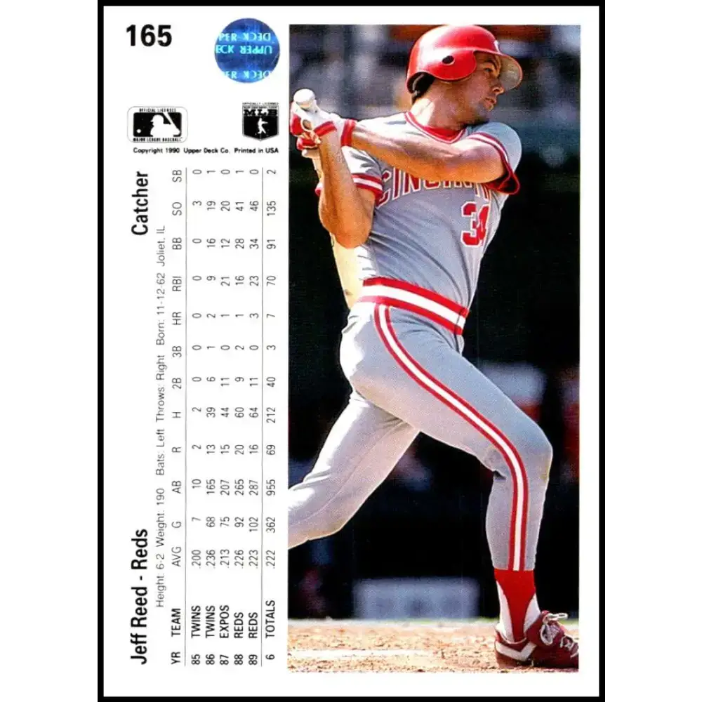 1990 Upper Deck #165 Jeff Reed NM-MT Cincinnati Reds Baseball Card - Baseball Card Single