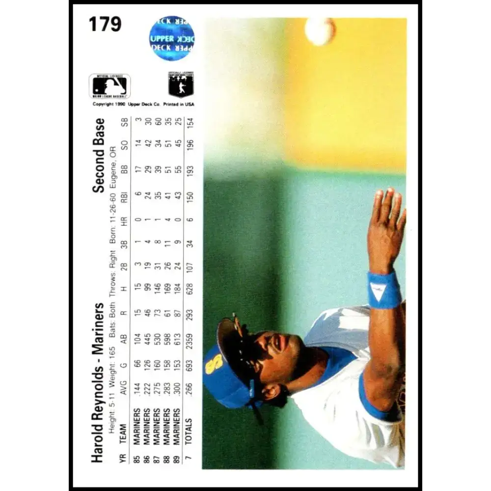 1990 Upper Deck #179 Harold Reynolds NM-MT Seattle Mariners Baseball Card - Baseball Card Single