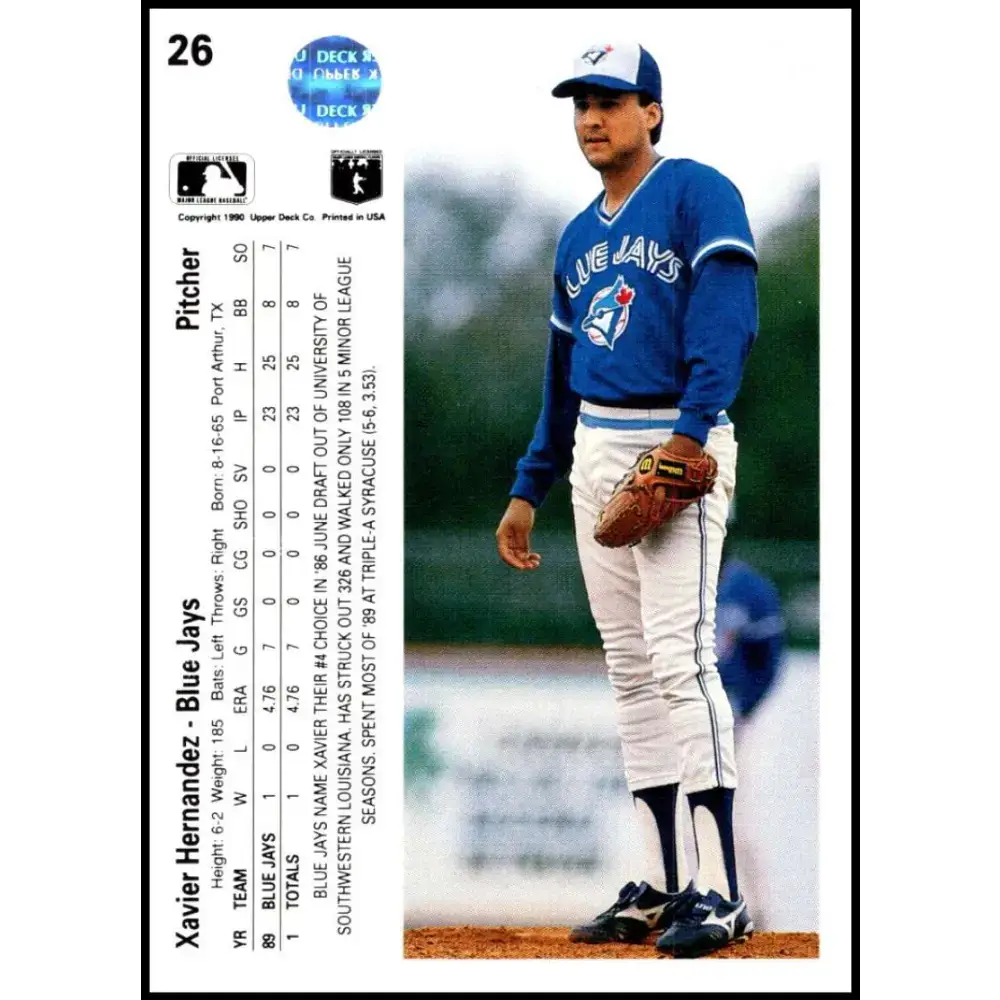 1990 Upper Deck #26 Xavier Hernandez NM-MT RC Rookie Toronto Blue Jays Baseball Card - Baseball Card Single