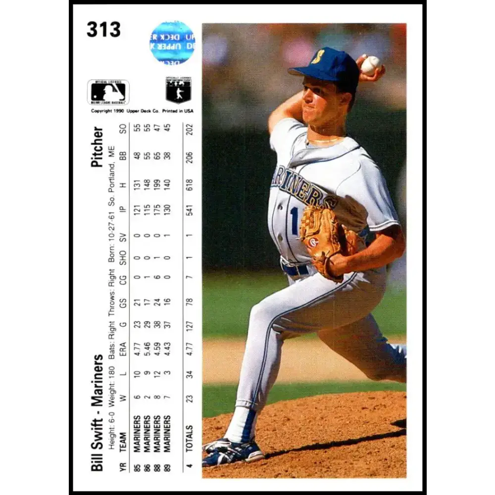 1990 Upper Deck #313 Bill Swift NM-MT Seattle Mariners Baseball Card - Baseball Card Single