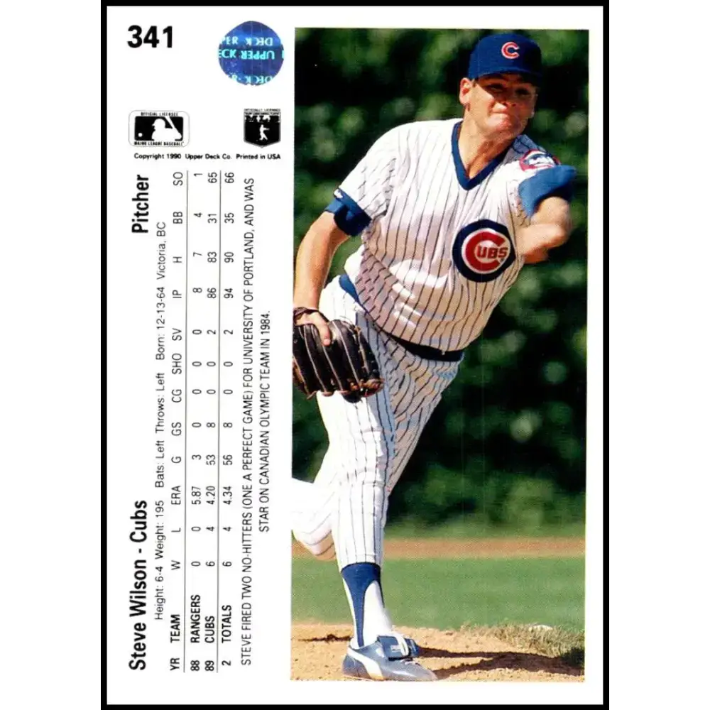1990 Upper Deck #341 Steve Wilson NM-MT Chicago Cubs Baseball Card - Baseball Card Single