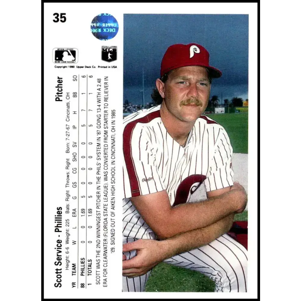 1990 Upper Deck #35 Scott Service UER NM-MT Philadelphia Phillies Baseball Card - Baseball Card Single