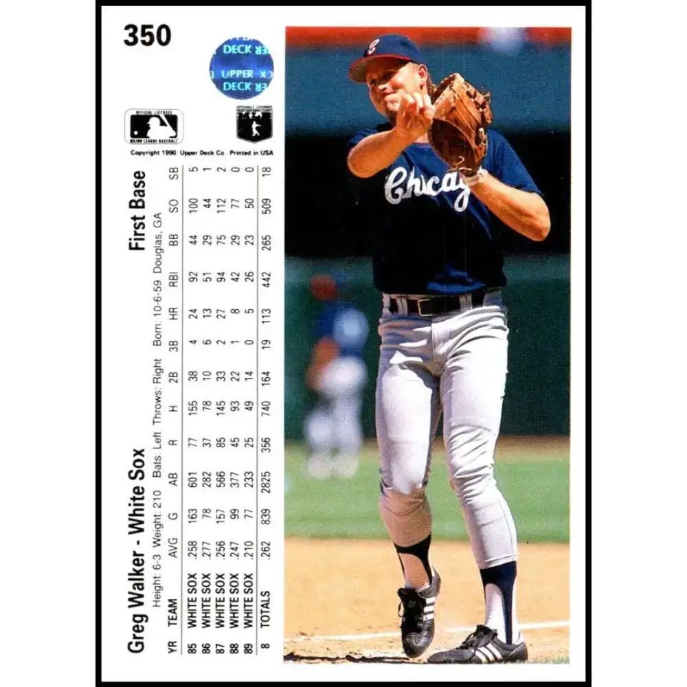 1990 Upper Deck #350 Greg Walker NM-MT Chicago White Sox Baseball Card - Baseball Card Single