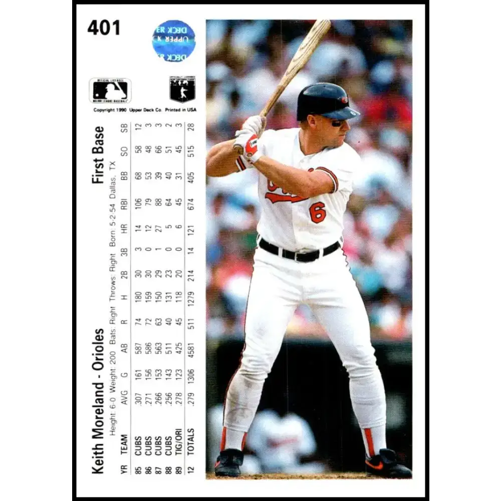 1990 Upper Deck #401 Keith Moreland NM-MT Baltimore Orioles Baseball Card - Baseball Card Single