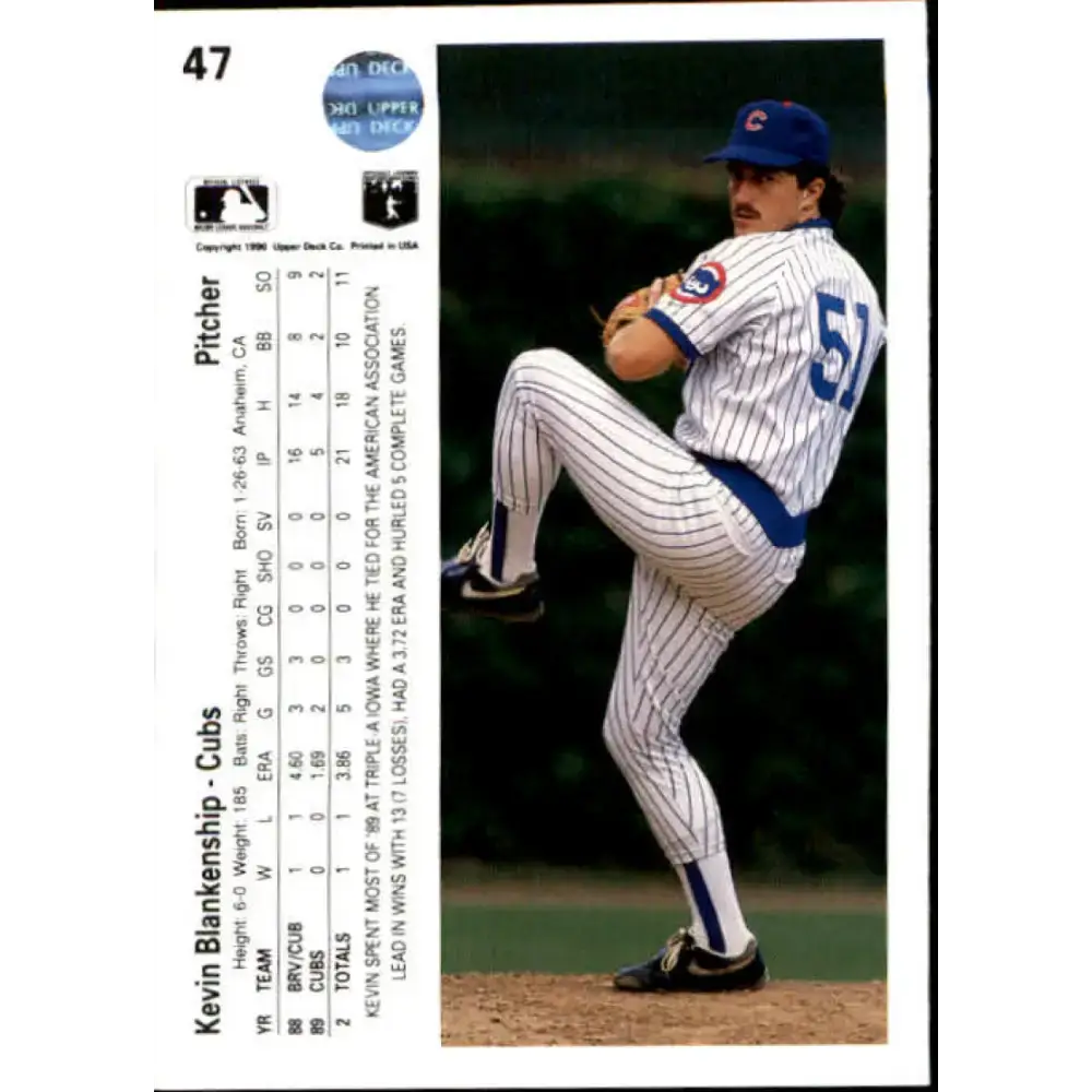1990 Upper Deck #47 Kevin Blankenship NM-MT Chicago Cubs Baseball Card - Baseball Card Single