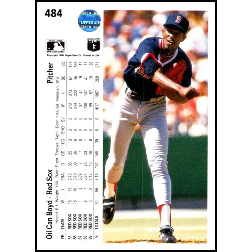 1990 Upper Deck #484 Oil Can Boyd NM-MT Boston Red Sox Baseball Card - Baseball Card Single