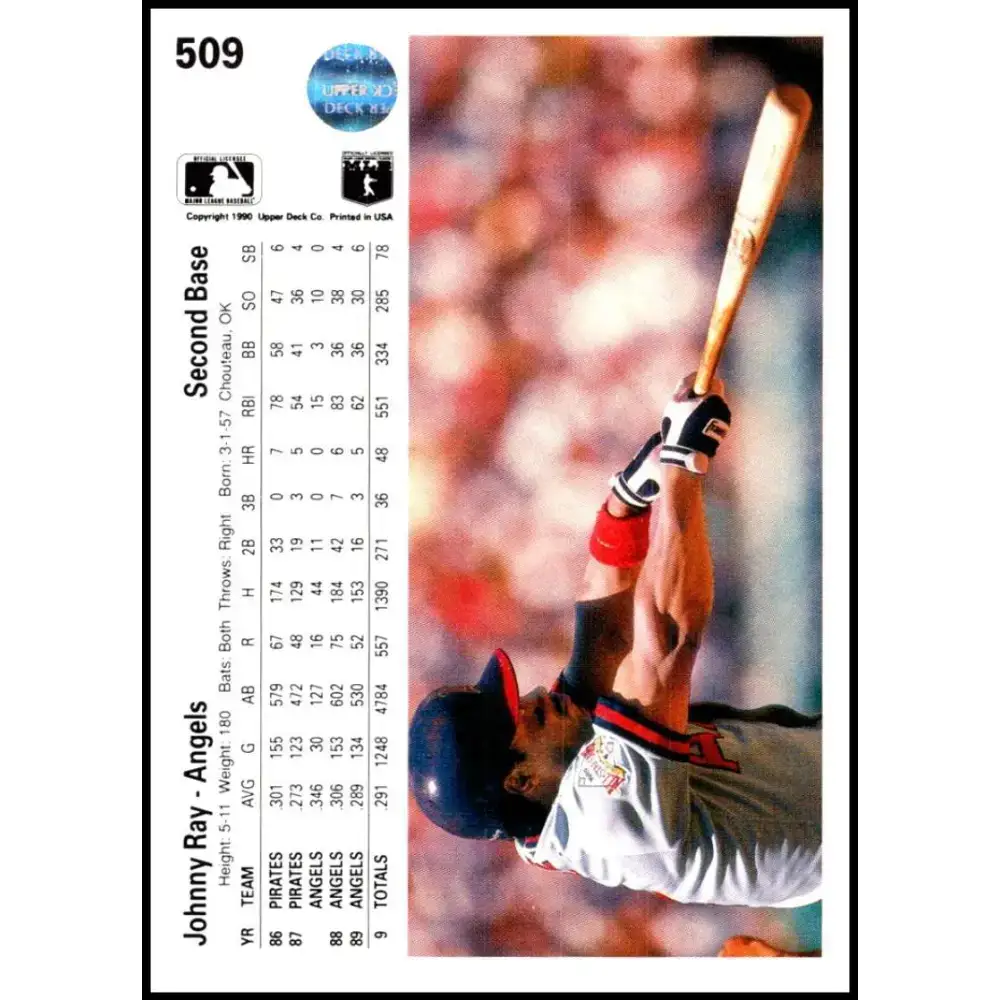 1990 Upper Deck #509 Johnny Ray NM-MT California Angels Baseball Card - Baseball Card Single