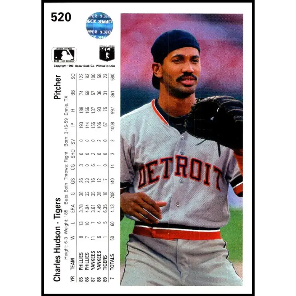 1990 Upper Deck #520 Charles Hudson NM-MT Detroit Tigers Baseball Card - Baseball Card Single