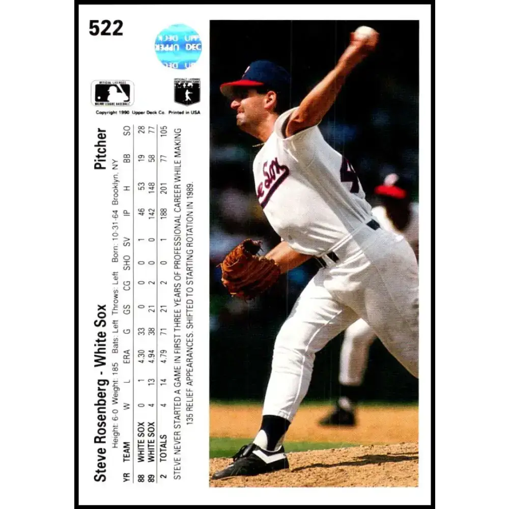 1990 Upper Deck #522 Steve Rosenberg NM-MT Chicago White Sox Baseball Card - Baseball Card Single