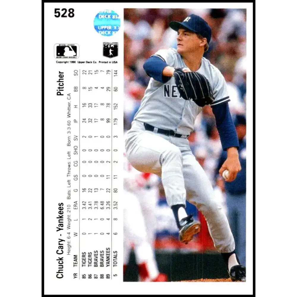 1990 Upper Deck #528 Chuck Cary NM-MT New York Yankees Baseball Card - Baseball Card Single