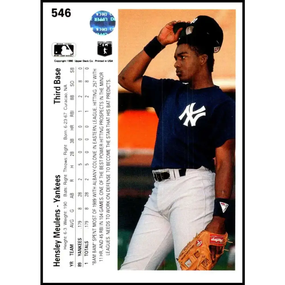 1990 Upper Deck #546 Hensley Meulens NM-MT New York Yankees Baseball Card - Baseball Card Single