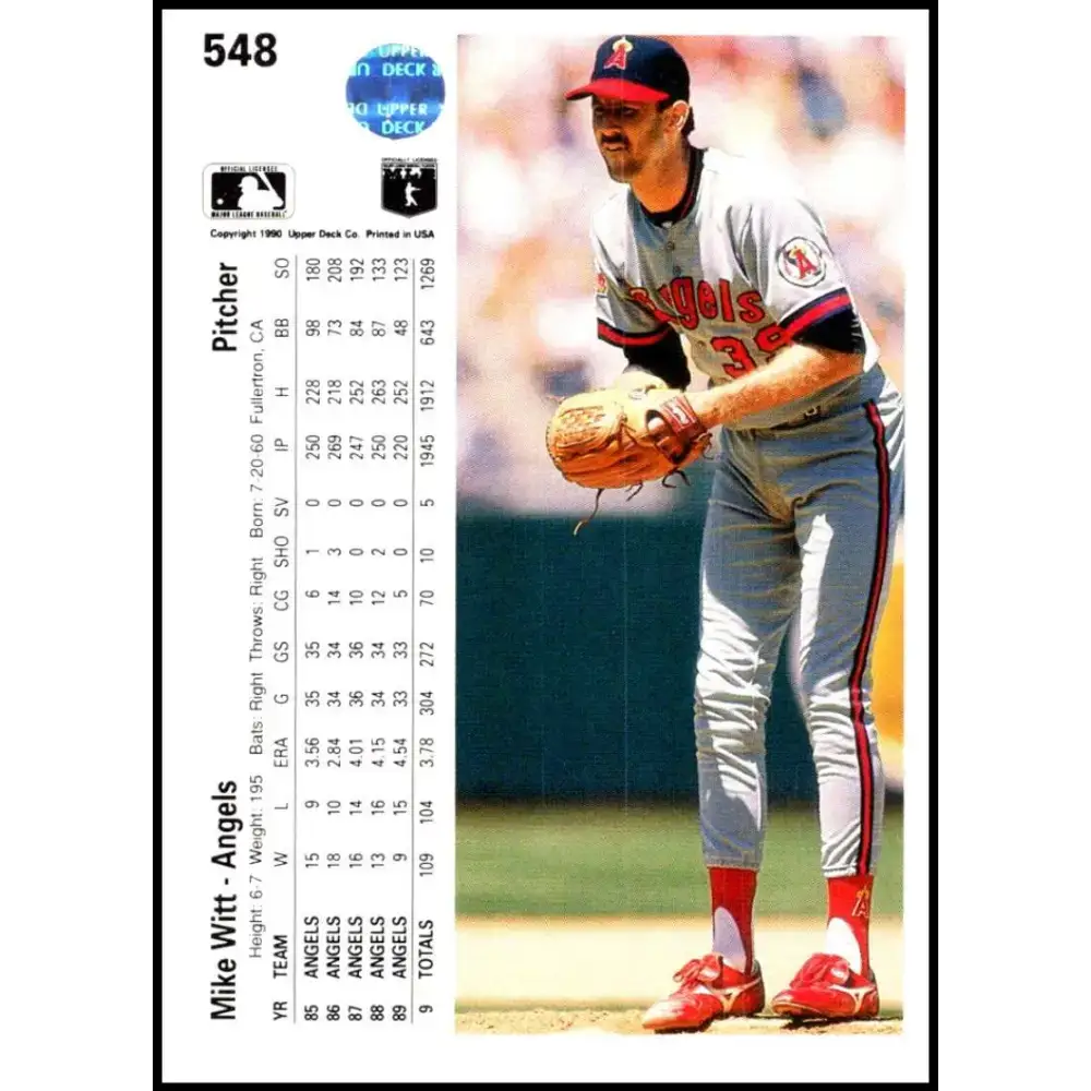1990 Upper Deck #548 Mike Witt NM-MT California Angels Baseball Card - Baseball Card Single