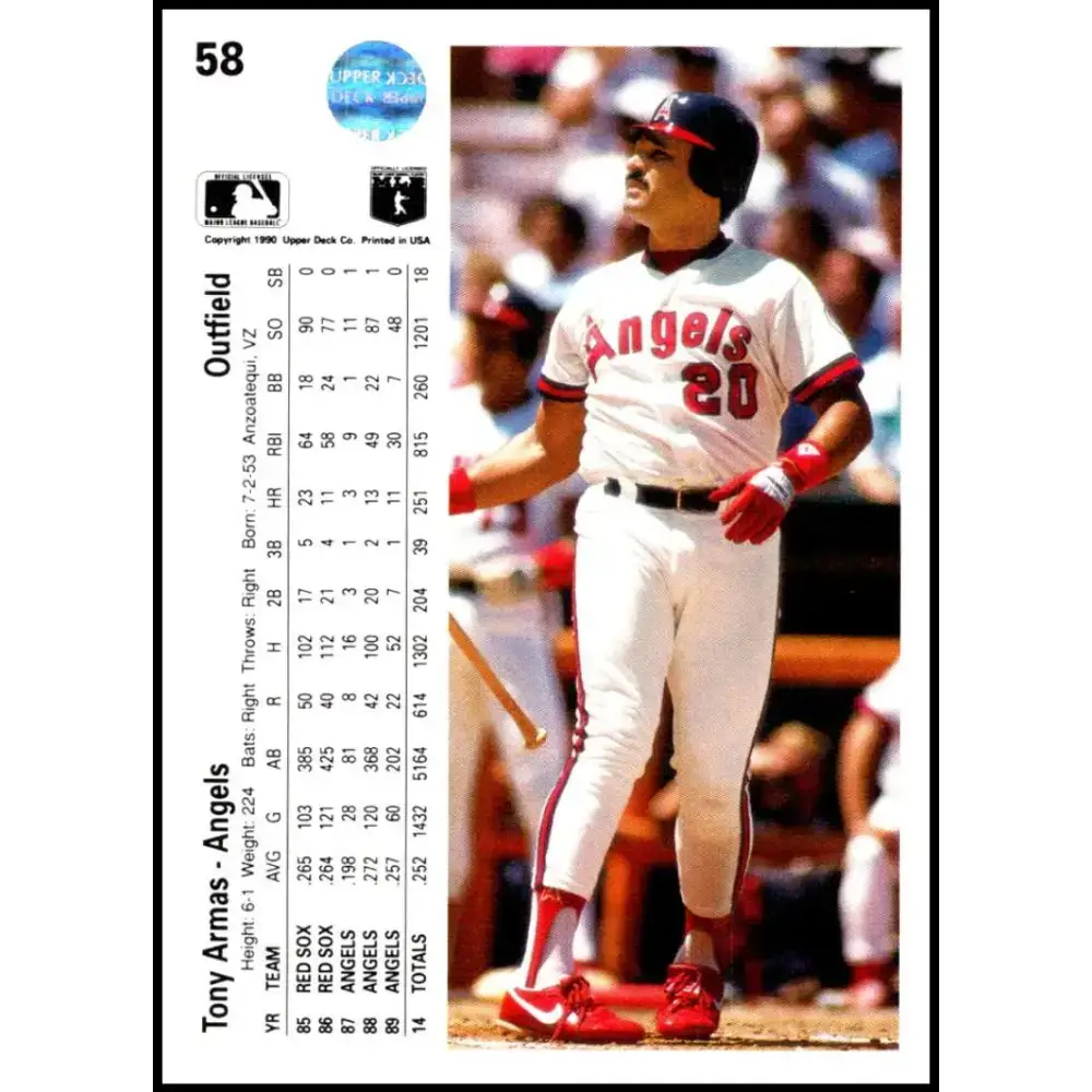 1990 Upper Deck #58 Tony Armas NM-MT California Angels Baseball Card - Baseball Card Single
