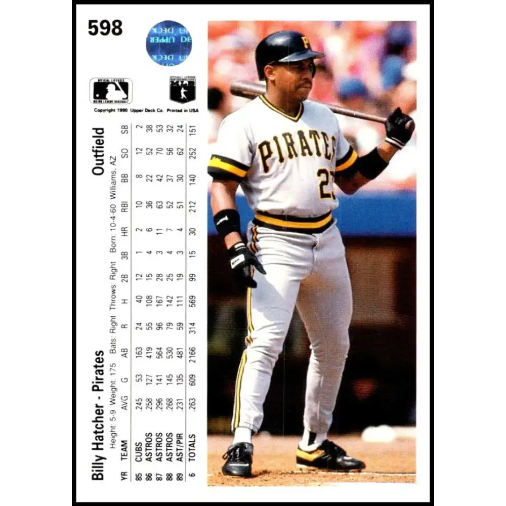 1990 Upper Deck #598 Billy Hatcher NM-MT Pittsburgh Pirates Baseball Card - Baseball Card Single