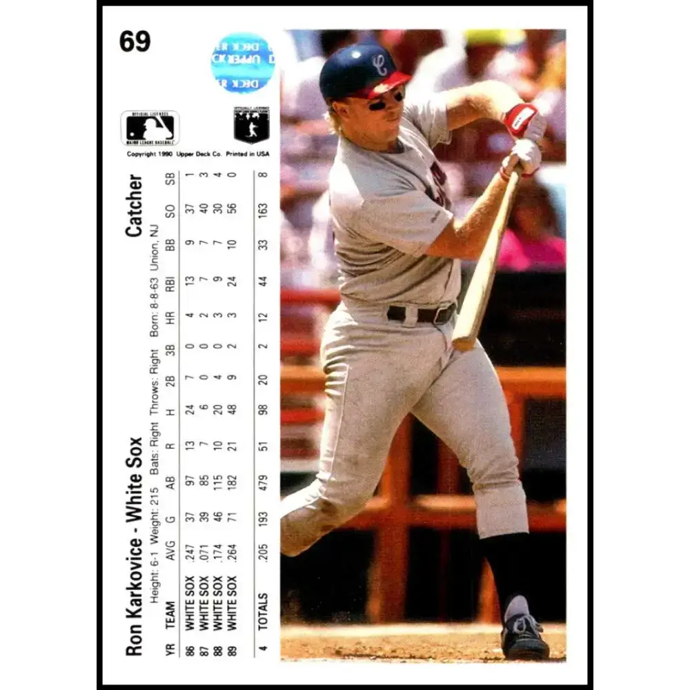 1990 Upper Deck #69 Ron Karkovice NM-MT Chicago White Sox Baseball Card - Baseball Card Single