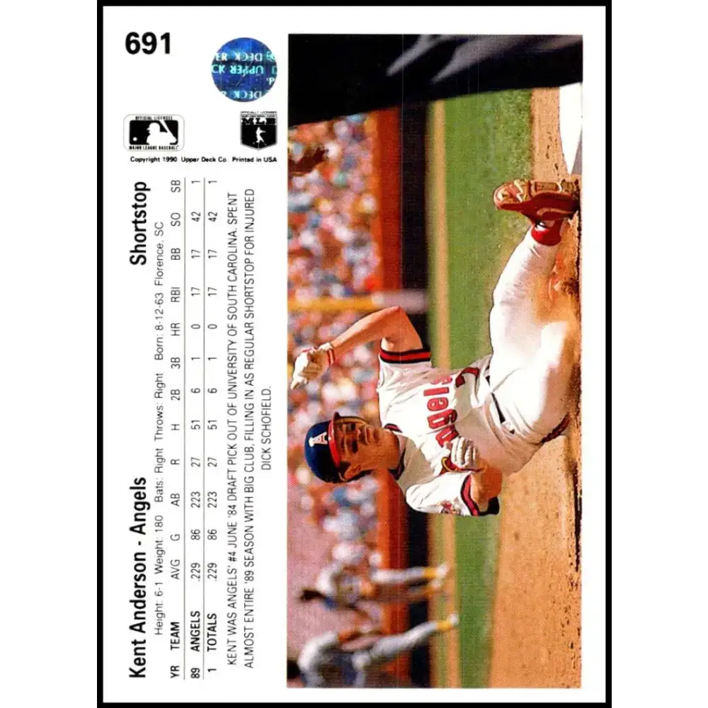 1990 Upper Deck #691 Kent Anderson NM-MT RC Rookie California Angels Baseball Card - Baseball Card Single