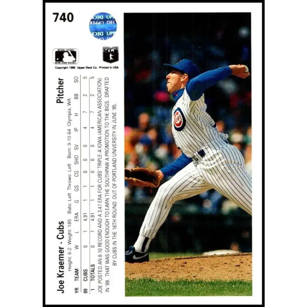 1990 Upper Deck #740 Joe Kraemer NM-MT RC Rookie Chicago Cubs Baseball Card - Baseball Card Single