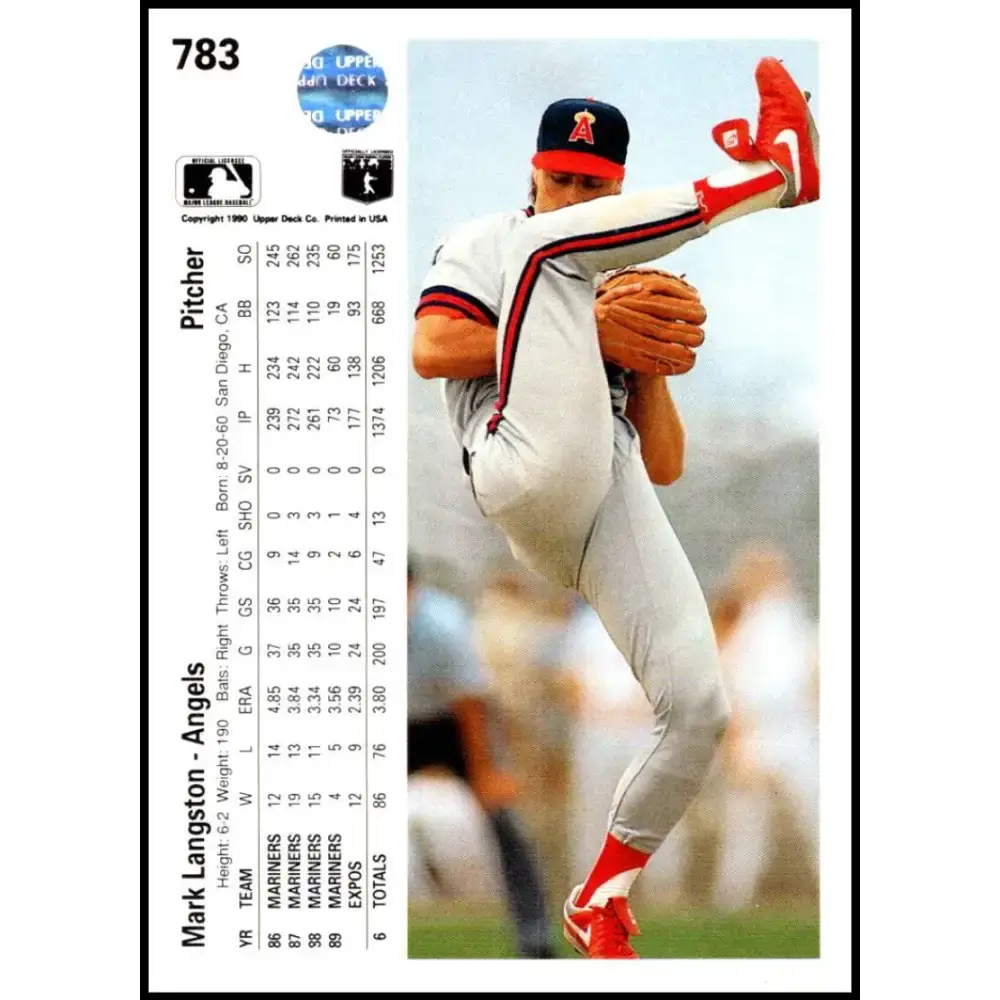 1990 Upper Deck #783 Mark Langston NM-MT California Angels Baseball Card - Baseball Card Single