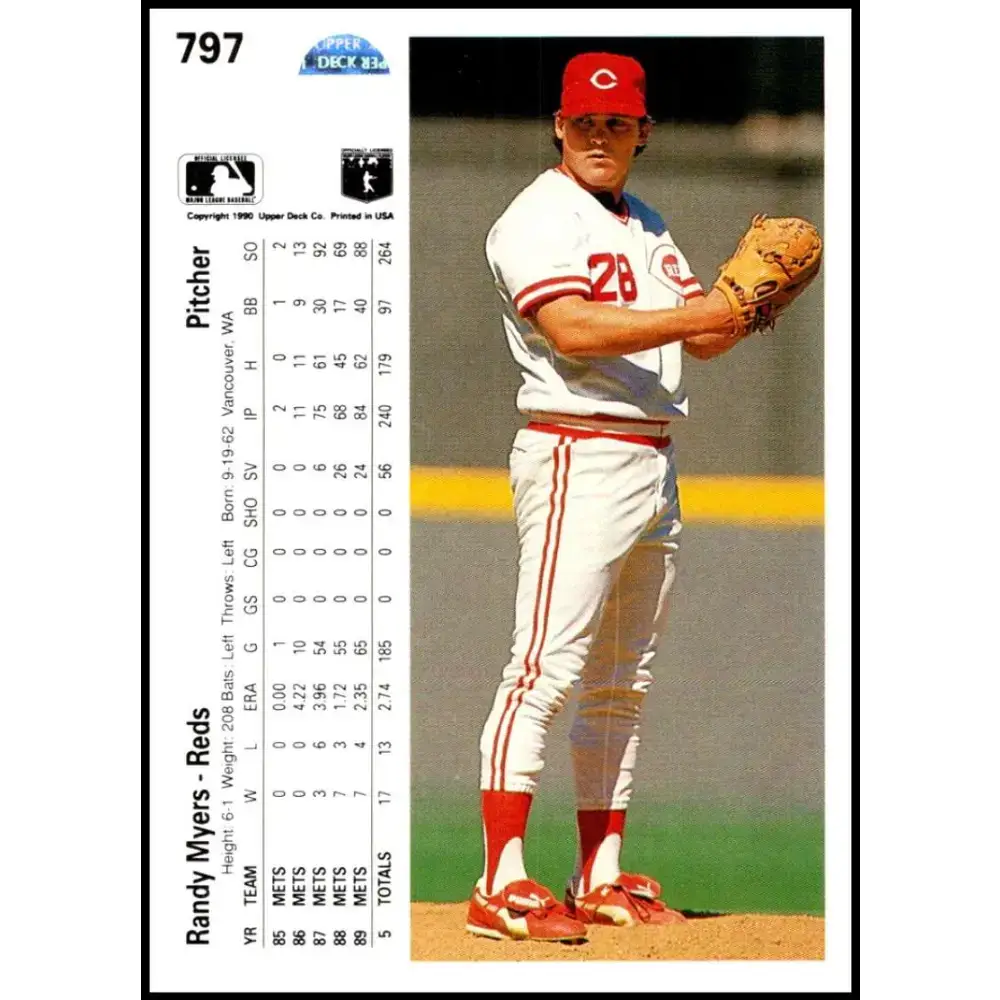 1990 Upper Deck #797 Randy Myers NM-MT Cincinnati Reds Baseball Card - Baseball Card Single