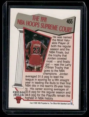 1991-92 NBA Hoops Supreme Court Michael Jordan #455 Basketball