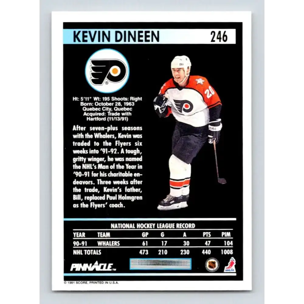 1991-92 Pinnacle #246 Kevin Dineen NM-MT Philadelphia Flyers Hockey Card - Hockey Card Single