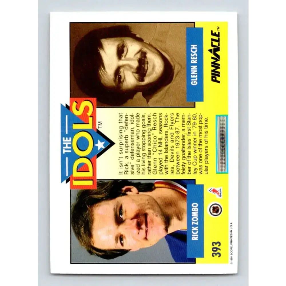 1991-92 Pinnacle #393 Rick Zombo/Glenn Resch NM-MT St. Louis Blues Hockey Card - Hockey Card Single