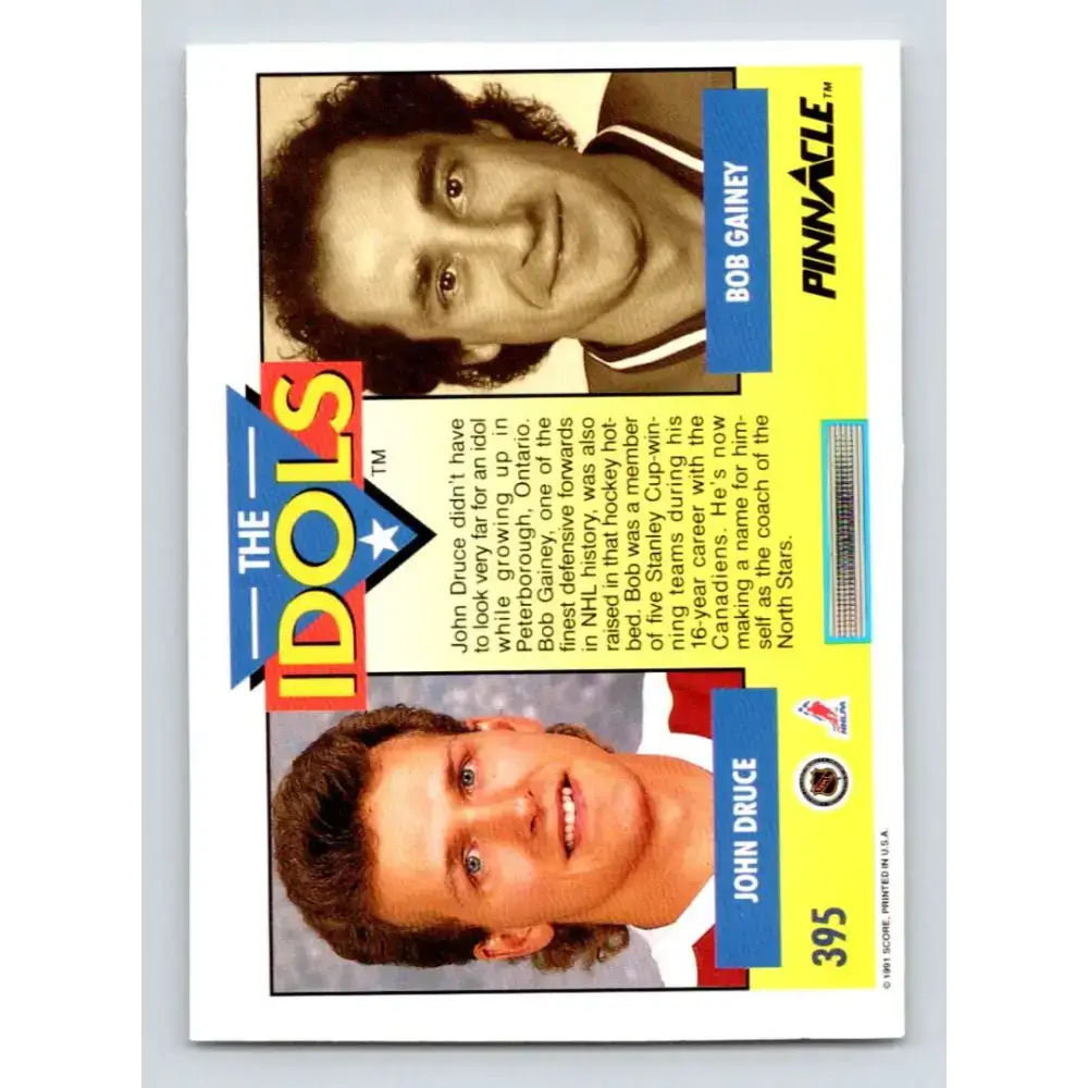1991-92 Pinnacle #395 John Druce/Bob Gainey NM-MT Washington Capitals Hockey Card - Hockey Card Single