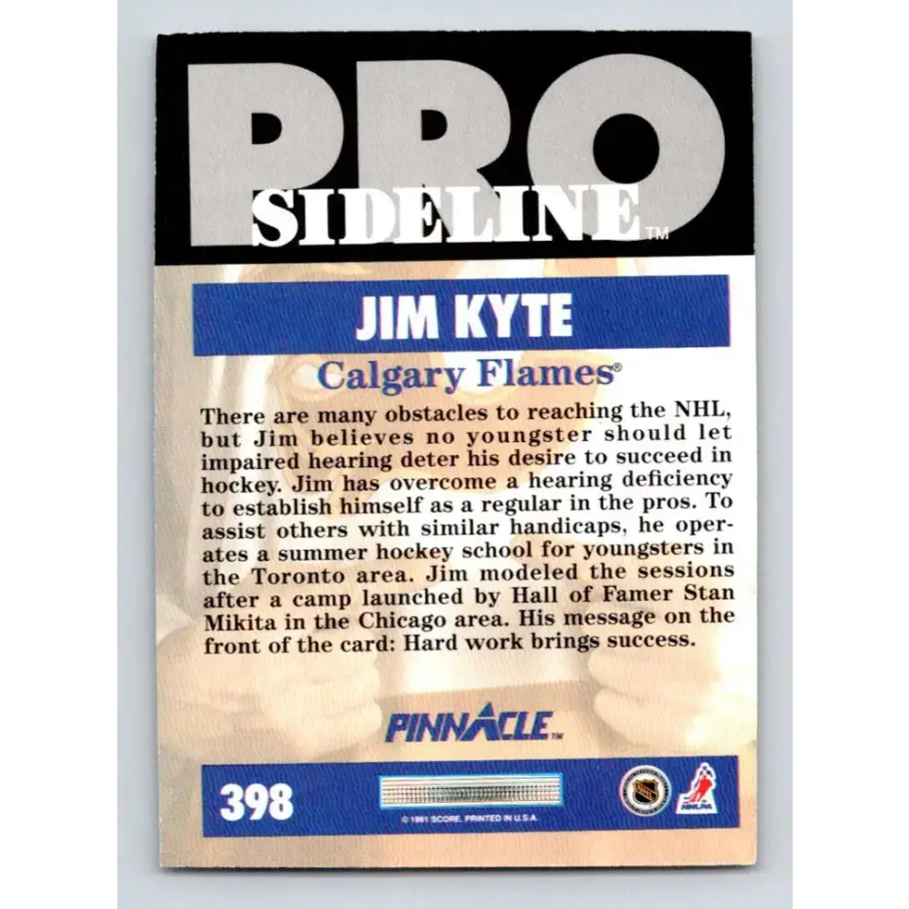 1991-92 Pinnacle #398 Jim Kyte SL NM-MT Calgary Flames Hockey Card - Hockey Card Single