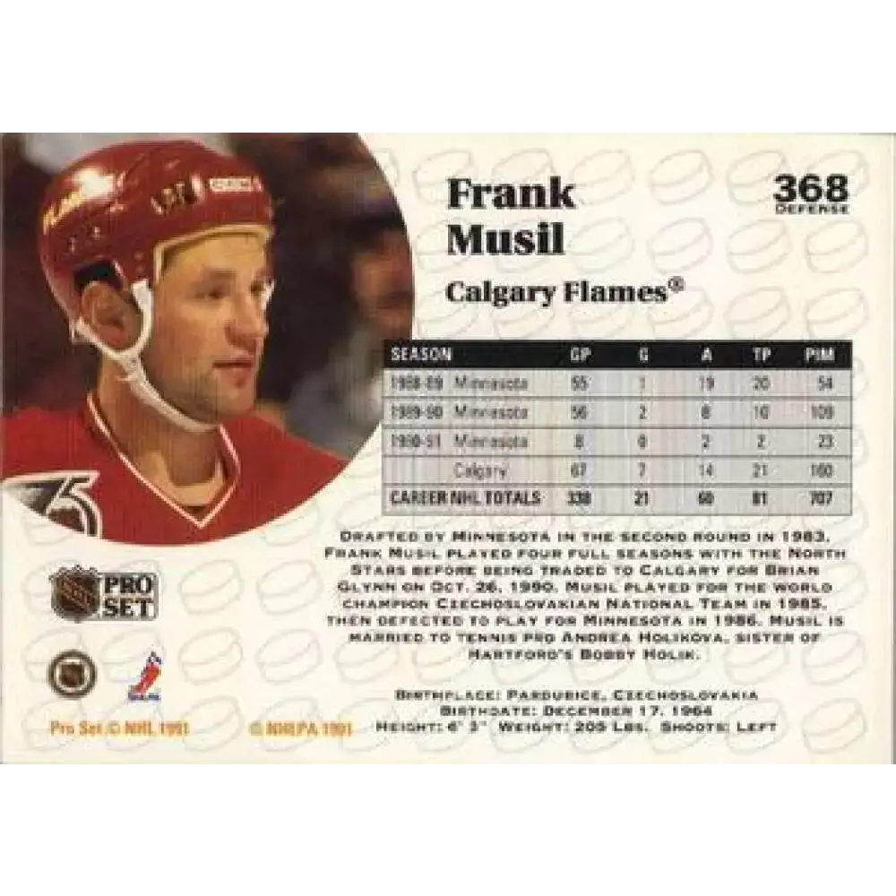 1991-92 Pro Set #368 Frank Musil NM-MT Calgary Flames Hockey Card - Hockey Card Single