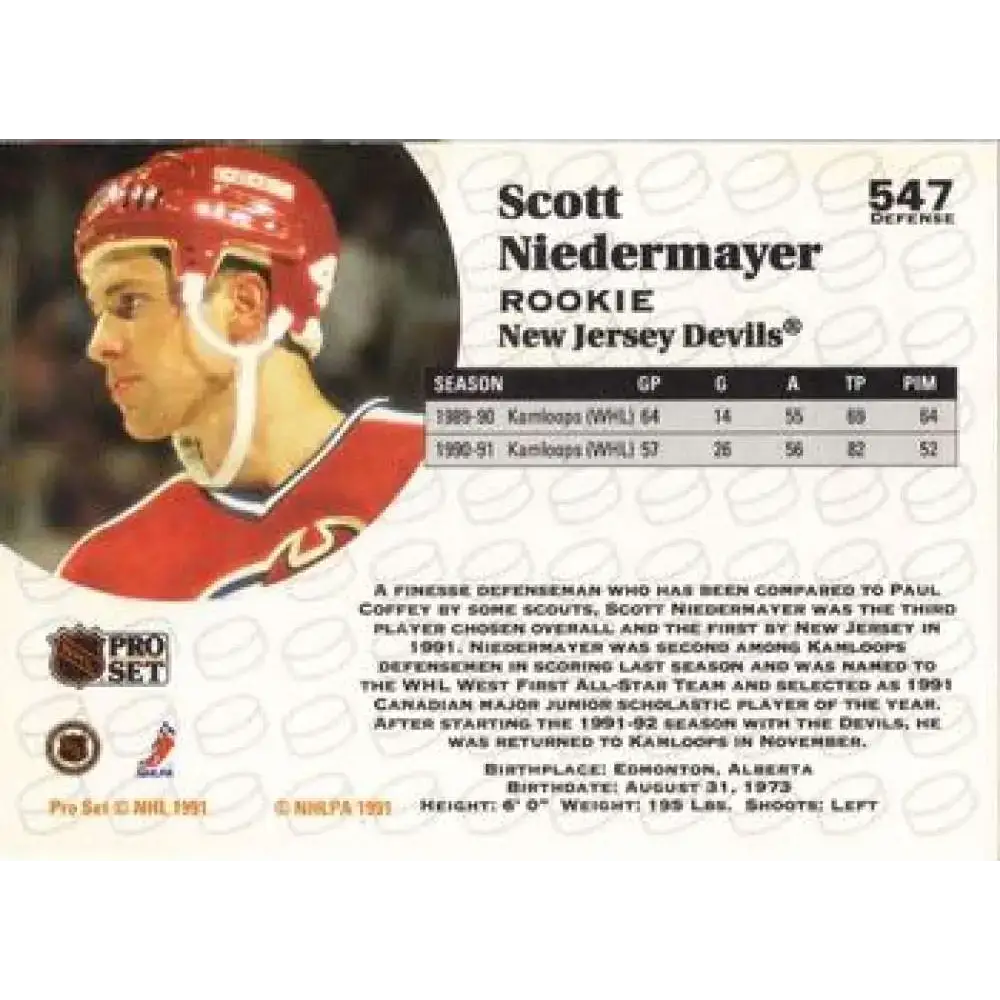 1991-92 Pro Set #547 Scott Neidermayer NM-MT New Jersey Devils Hockey Card - Hockey Card Single