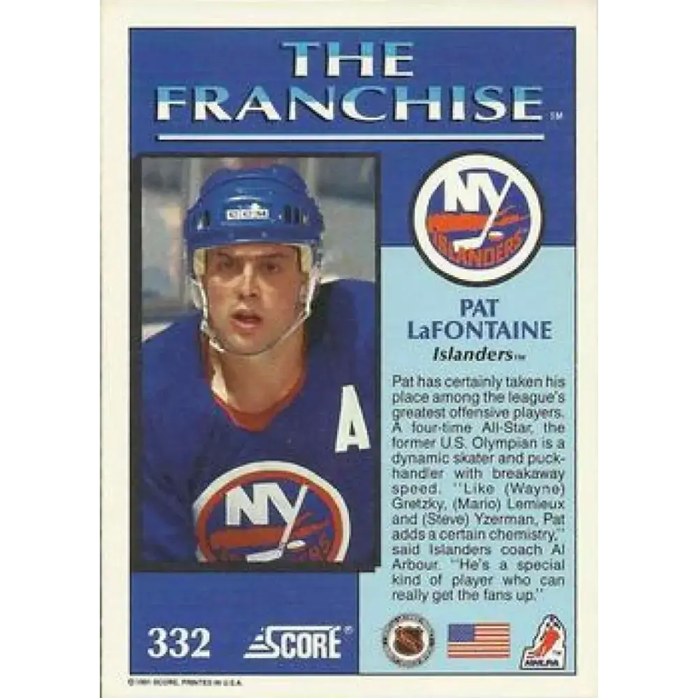 1991-92 Score American #332 Pat LaFontaine NM-MT New York Islanders Hockey Card