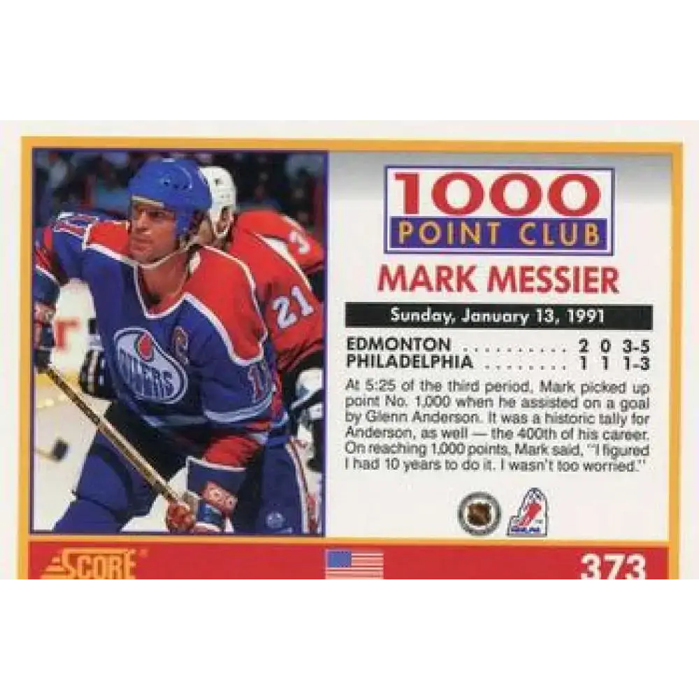 1991-92 Score American #373 Mark Messier NM-MT Hockey Card - Hockey Card Single