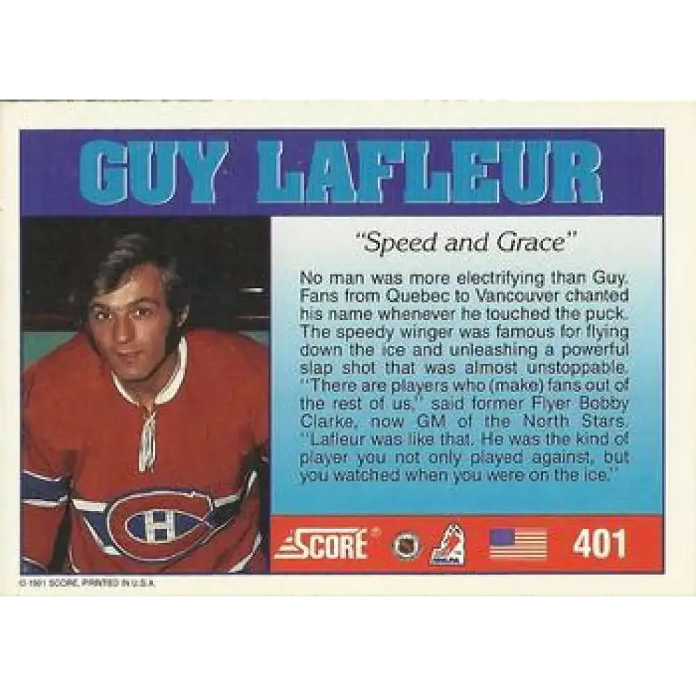 1991-92 Score American #401 Guy Lafleur NM-MT Hockey Card - Hockey Card Single
