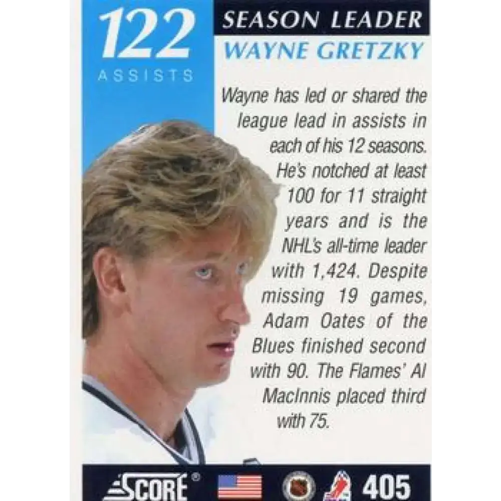 1991-92 Score American #405 Wayne Gretzky NM-MT Los Angeles Kings Hockey Card - Hockey Card Single