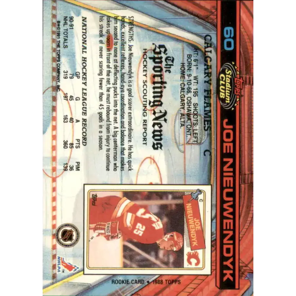 1991-92 Topps Stadium Club #60 Joe Nieuwendyk NM-MT Calgary Flames Hockey Card - Hockey Card Single