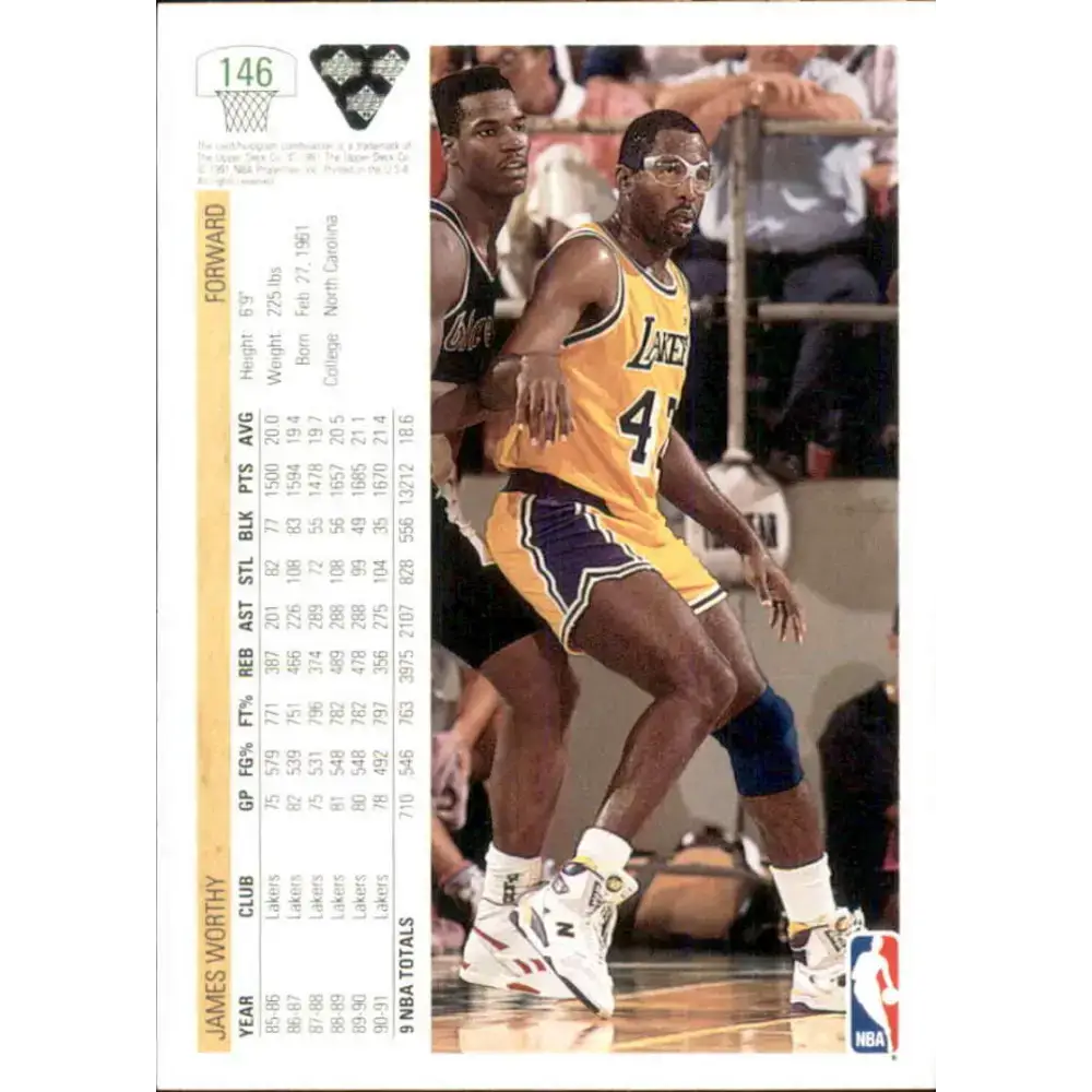 1991-92 Upper Deck #146 James Worthy NM-MT Los Angeles Lakers Basketball Card - Basketball Card Single