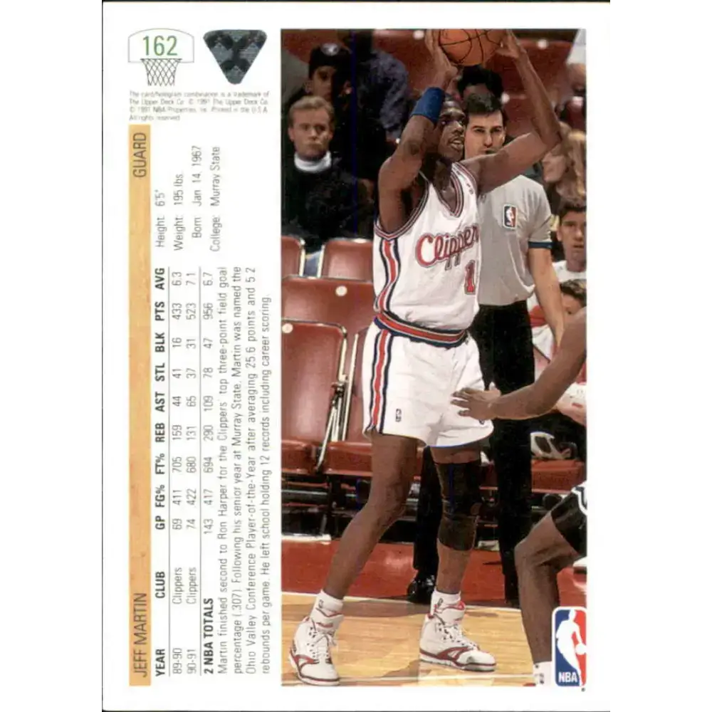 1991-92 Upper Deck #162 Jeff Martin NM-MT Los Angeles Clippers Basketball Card - Basketball Card Single